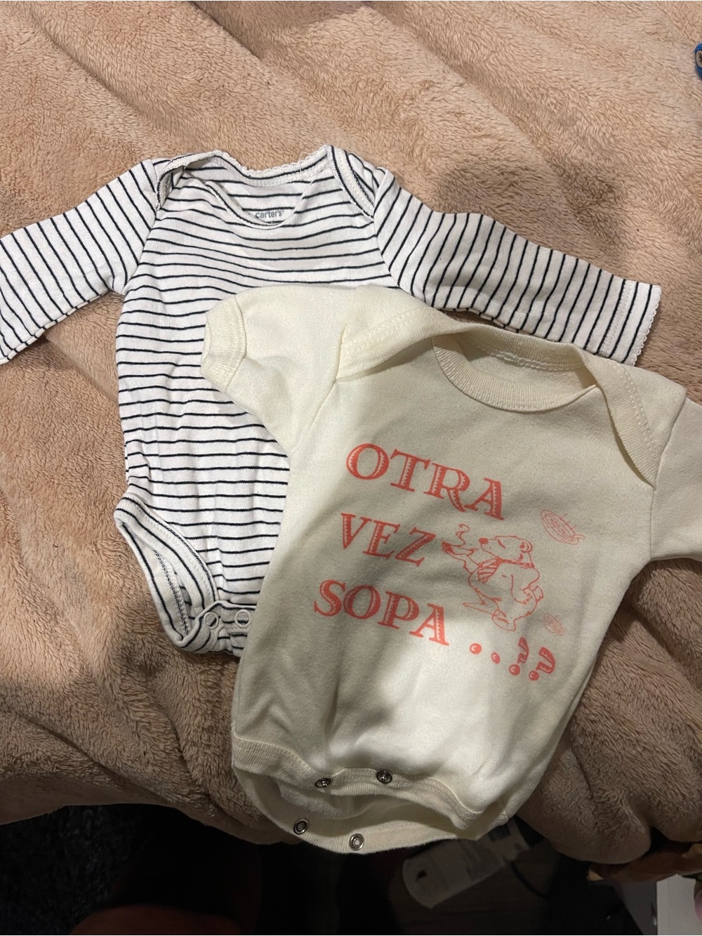 Carter's Navy Striped & Cream Graphic Baby One-Piece Set